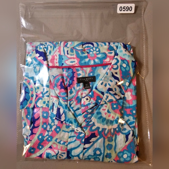 Talbots Lilly Pulitzer Style Long Sleeve Button Up Shirt 1X Lightweight cotton. - Picture 13 of 13